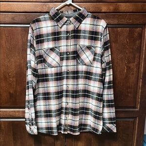 Legendary Whitetails Women's Plaid Button Down Shirt - Black and Pink